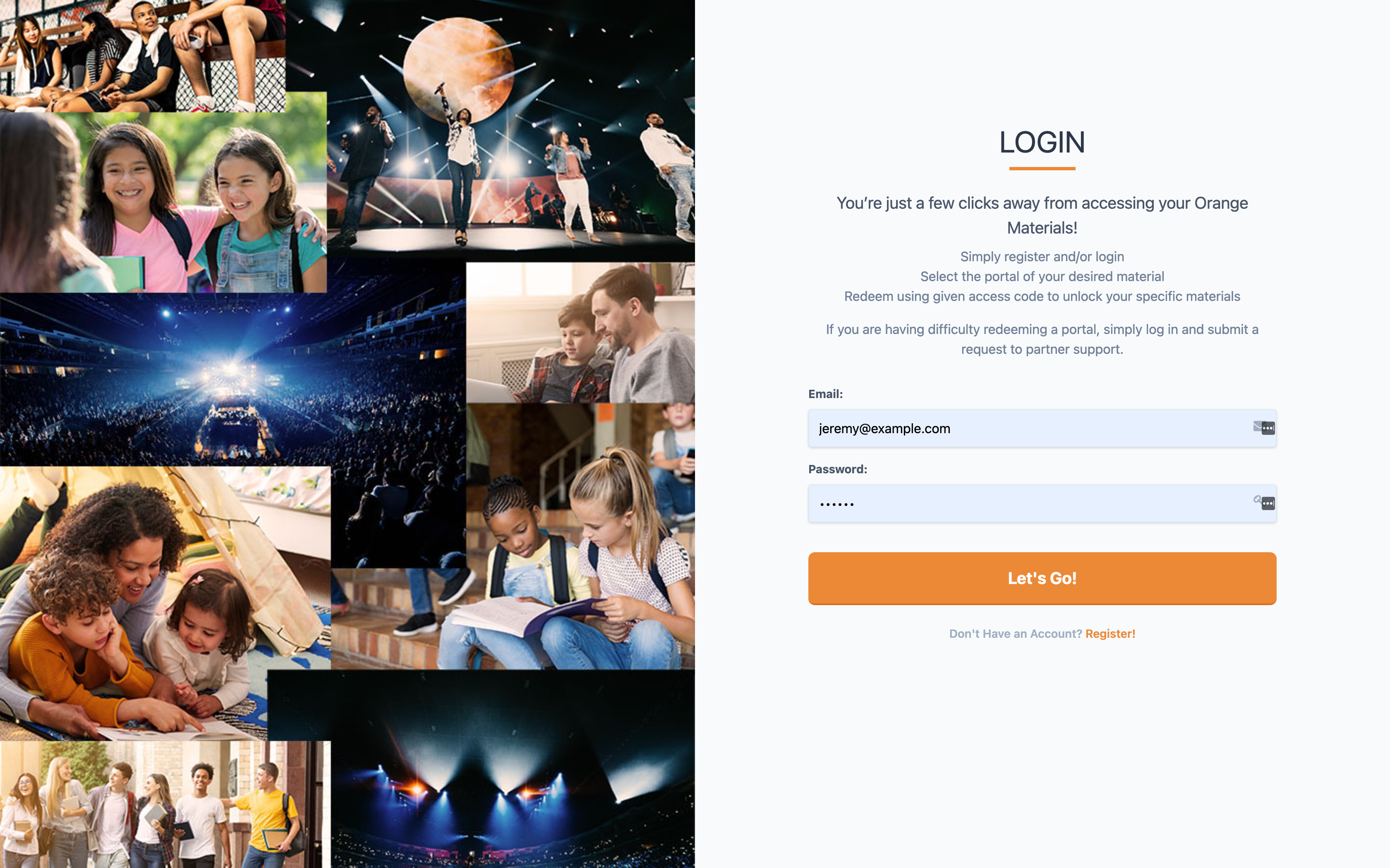 Login page